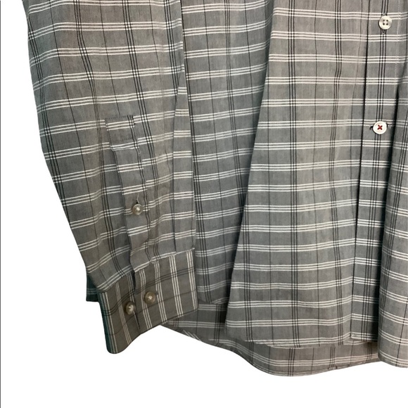 Calvin Klein L Large 16 1/2 Button Front Shirt Plaid Long Sleeve 34 35 Gray NWOT - Picture 5 of 9